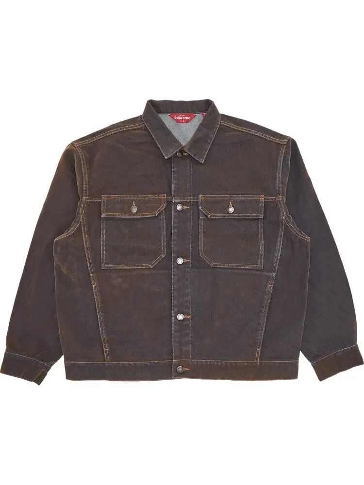 Куртка Supreme Flocked Denim Trucker Jacket 'Gold' — изображение 1 из 3, золото