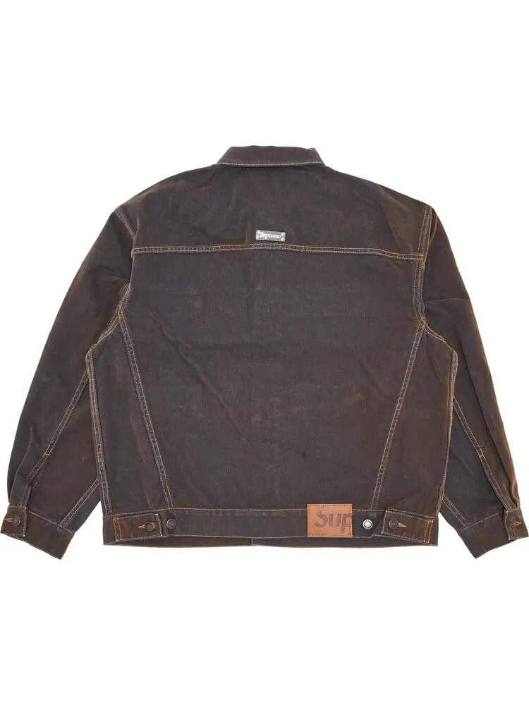Куртка Supreme Flocked Denim Trucker Jacket 'Gold' — изображение 2 из 3, золото