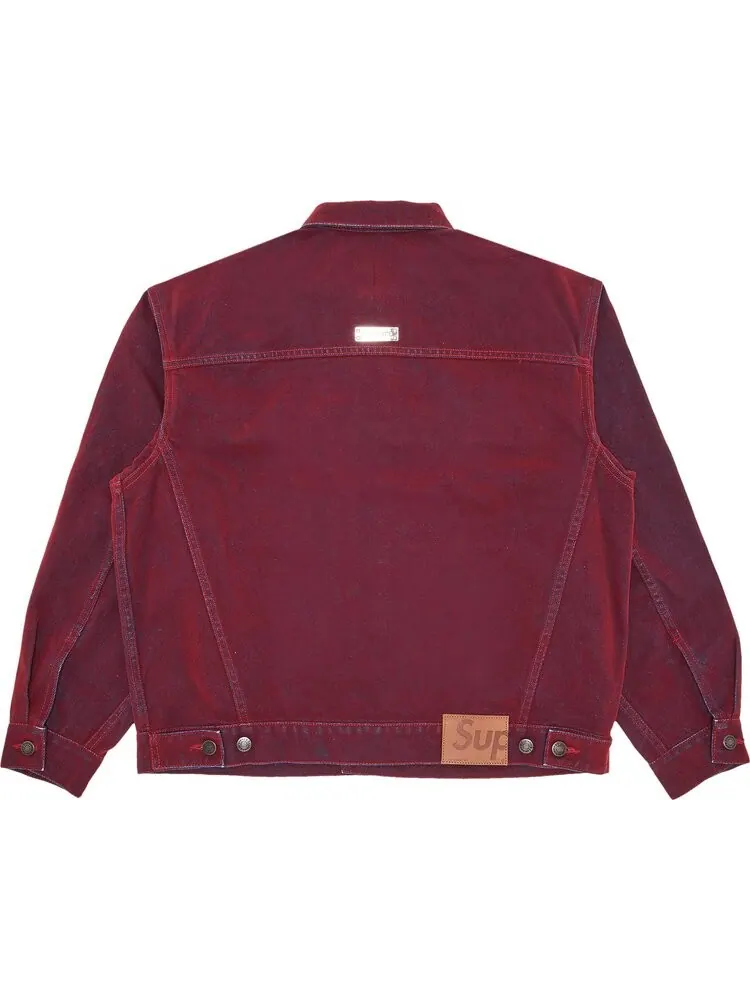 Куртка Supreme Flocked Denim Trucker Jacket 'Red' — изображение 2 из 3, красный