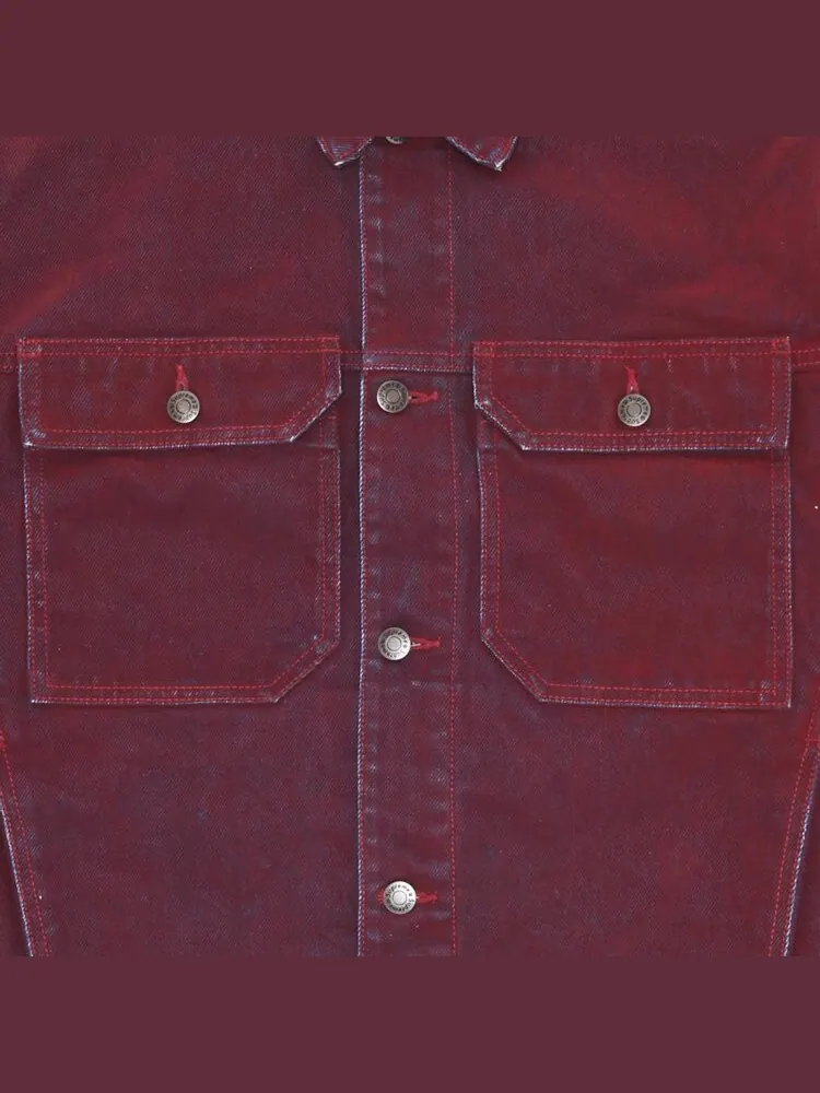 Куртка Supreme Flocked Denim Trucker Jacket 'Red' — изображение 3 из 3, красный