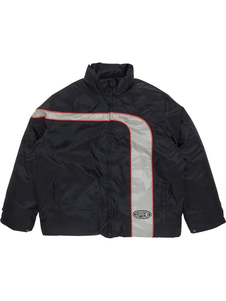 Пуховик Supreme Stripe Puffer Jacket 'Black' — изображение 1 из 3, черный