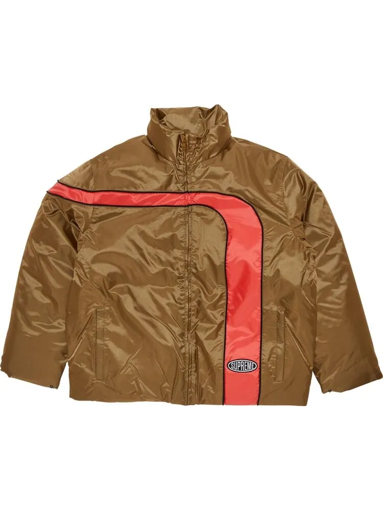 Пуховик Supreme Stripe Puffer Jacket 'Mustard' — изображение 1 из 3, коричневый