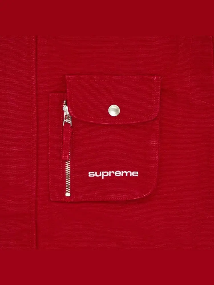Куртка Supreme Canvas Clip Jacket 'Red' — изображение 3 из 3, красный