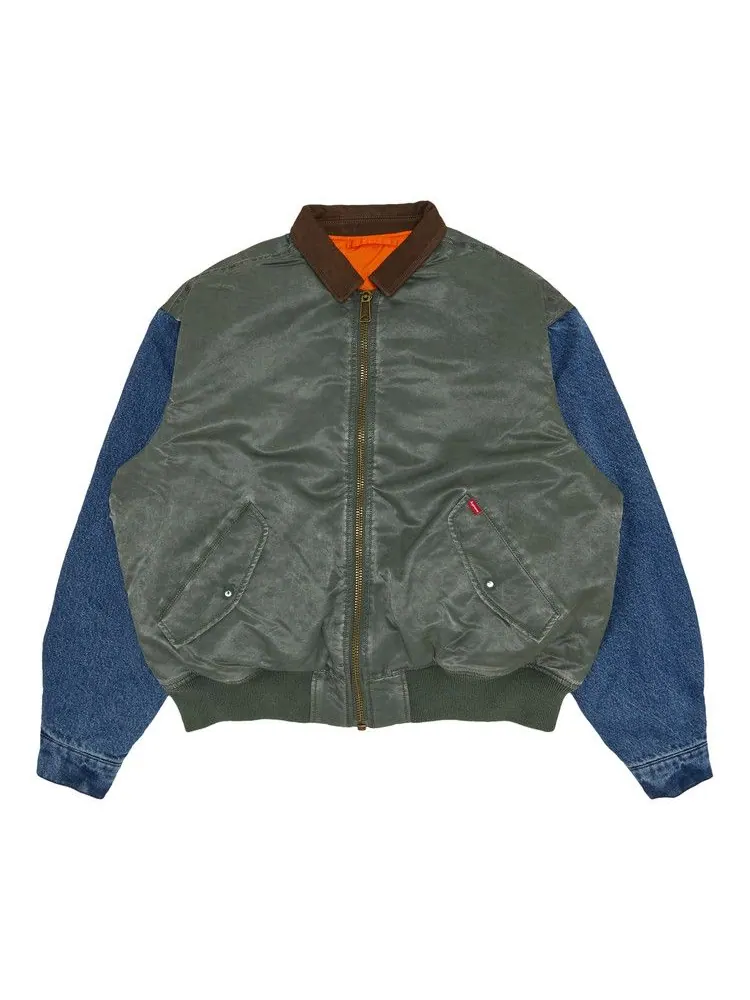 Куртка Supreme Denim Sleeve MA-1 'Olive' — изображение 1 из 3, зеленый