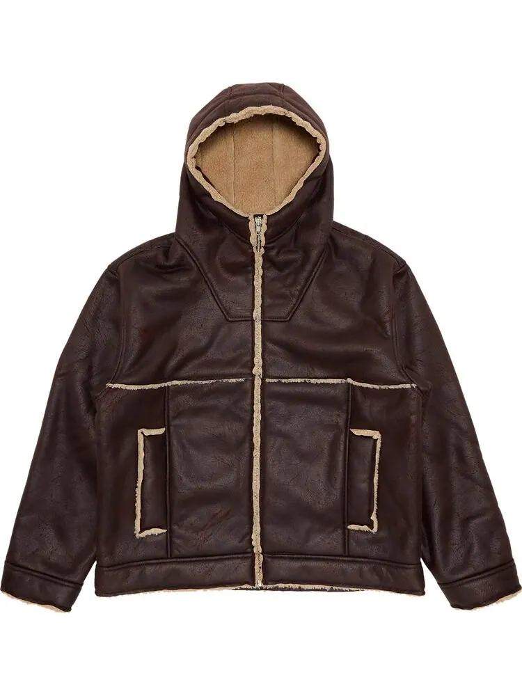 Куртка Supreme Faux Shearling Hooded Jacket 'Brick' — изображение 1 из 3, коричневый