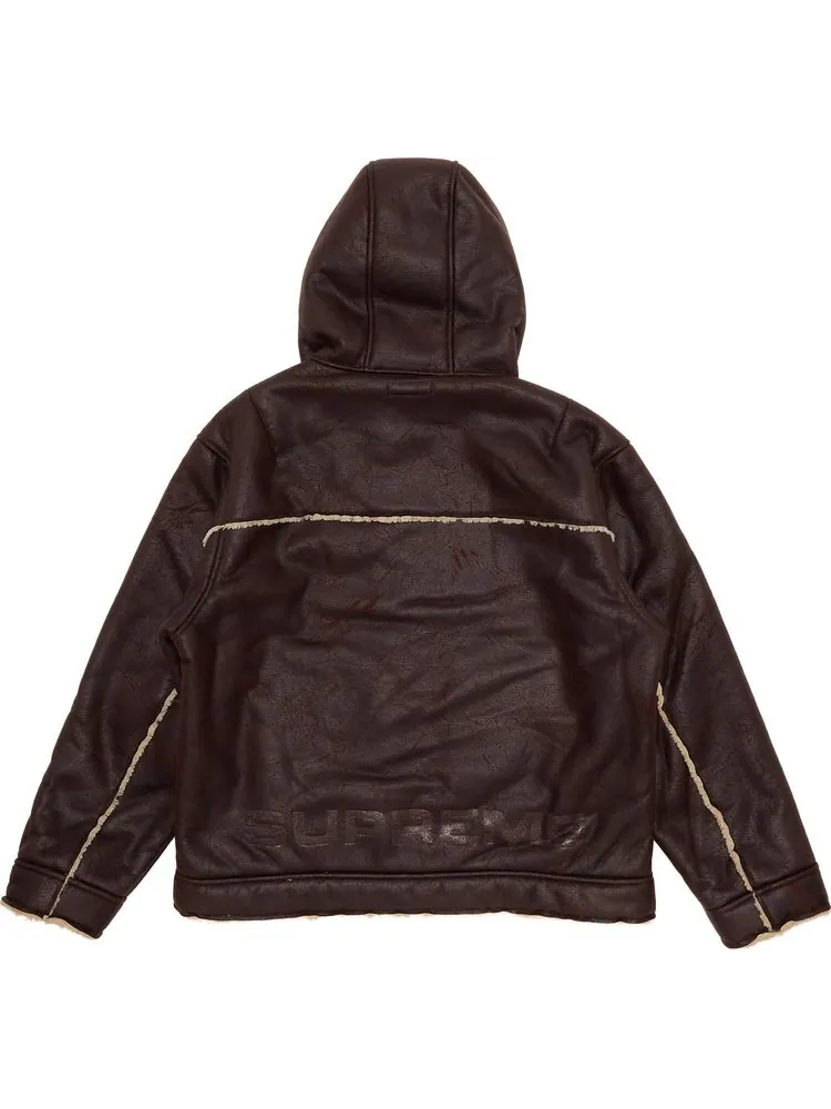 Куртка Supreme Faux Shearling Hooded Jacket 'Brick' — изображение 2 из 3, коричневый