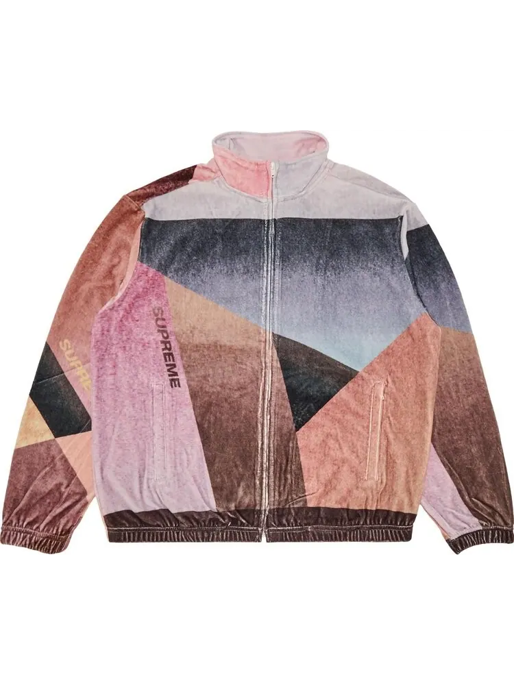 Куртка Supreme Geo Velour Track Jacket Pink — изображение 1 из 3, розовый