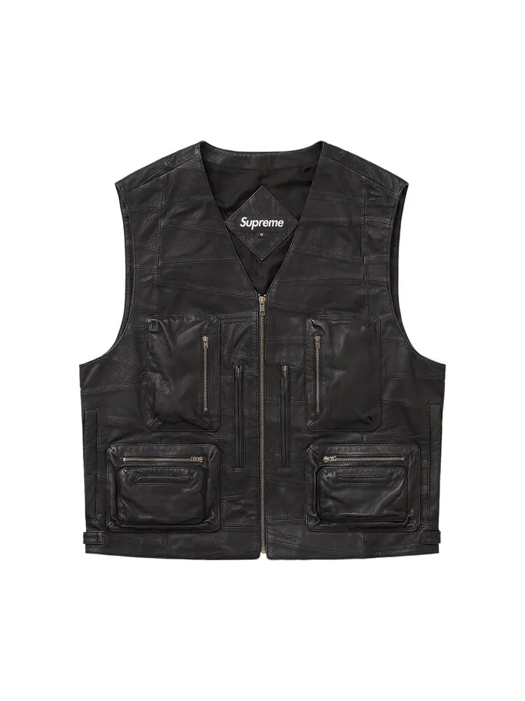 Жилет Supreme Patchwork Leather Cargo Vest — изображение 1 из 2, черный