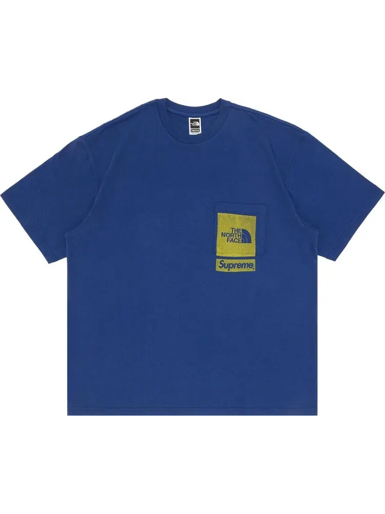 Футболка Supreme x The North Face Printed Pocket Tee 'Navy' — изображение 1 из 2, синий