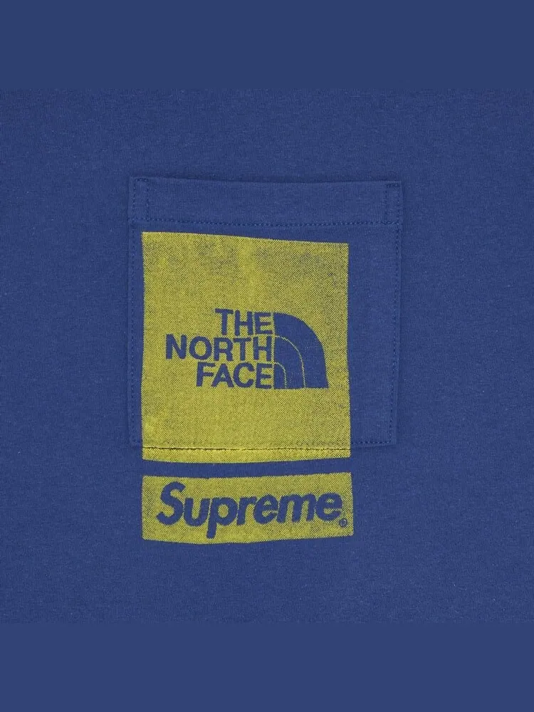 Футболка Supreme x The North Face Printed Pocket Tee 'Navy' — изображение 2 из 2, синий