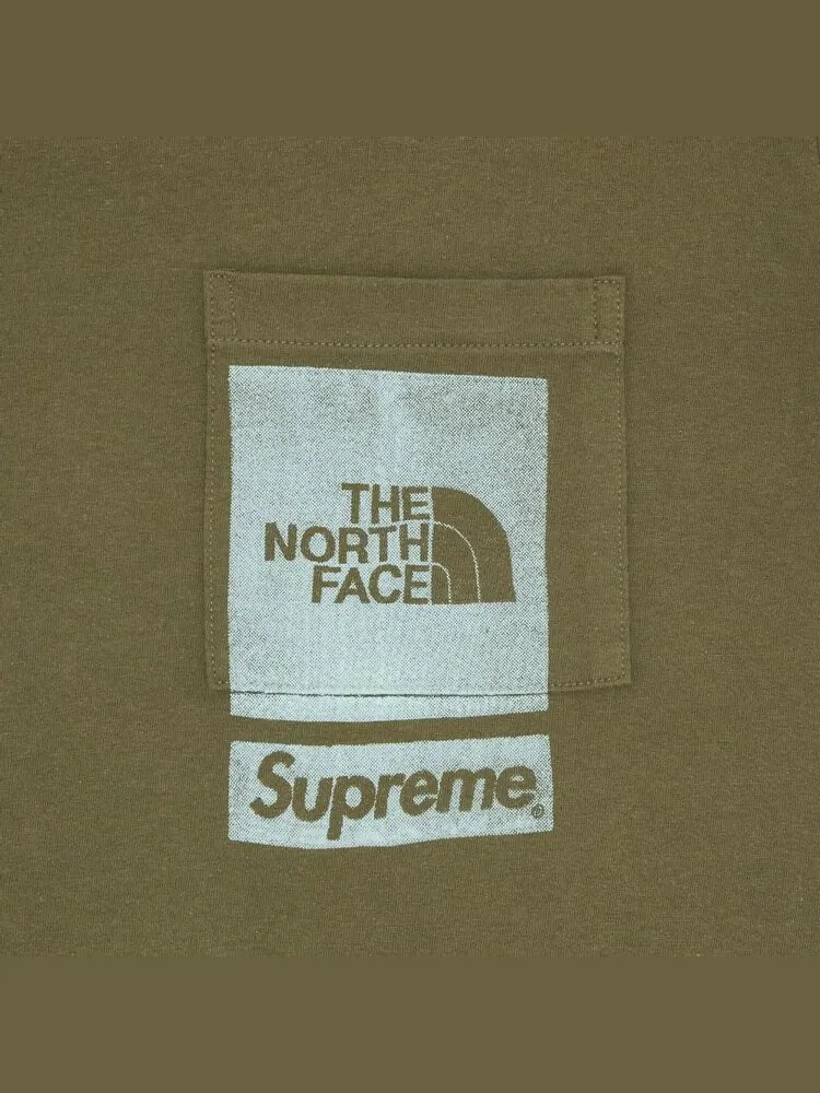 Футболка Supreme x The North Face Printed Pocket Tee 'Olive' — изображение 2 из 2, зеленый