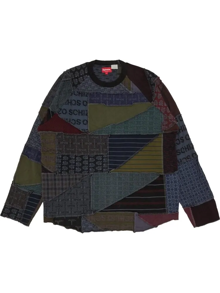 Лонгслив Supreme Patchwork Jacquard Long-Sleeve Top 'Black' — изображение 1 из 3, черный