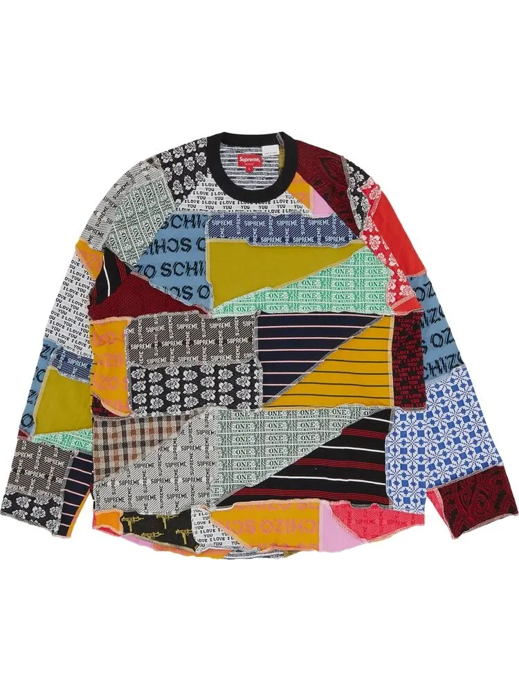 Лонгслив Supreme Patchwork Jacquard Long-Sleeve Top 'Multicolor' — изображение 1 из 3, мульти
