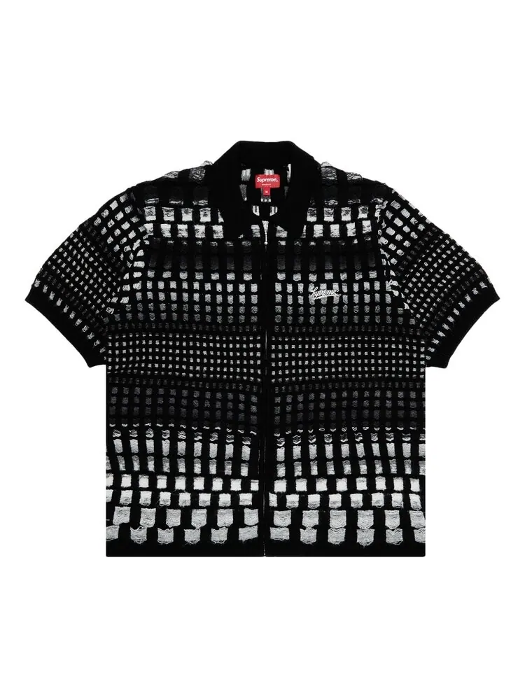 Поло Supreme Gradient Grid Zip Up 'Black' — изображение 1 из 3, черный