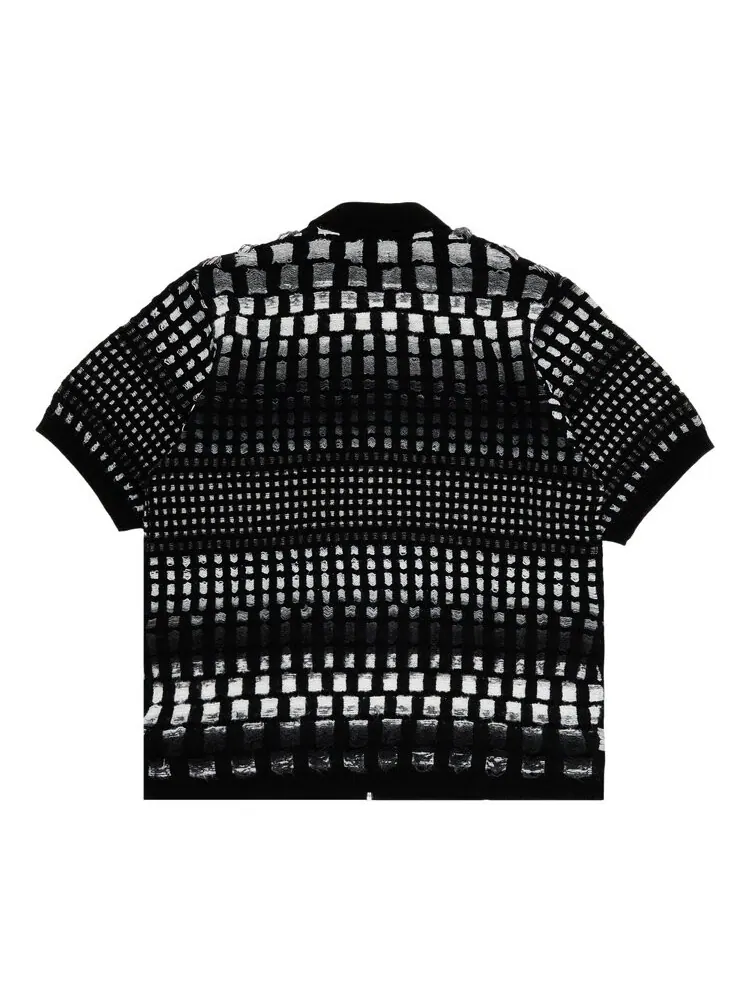 Поло Supreme Gradient Grid Zip Up 'Black' — изображение 2 из 3, черный