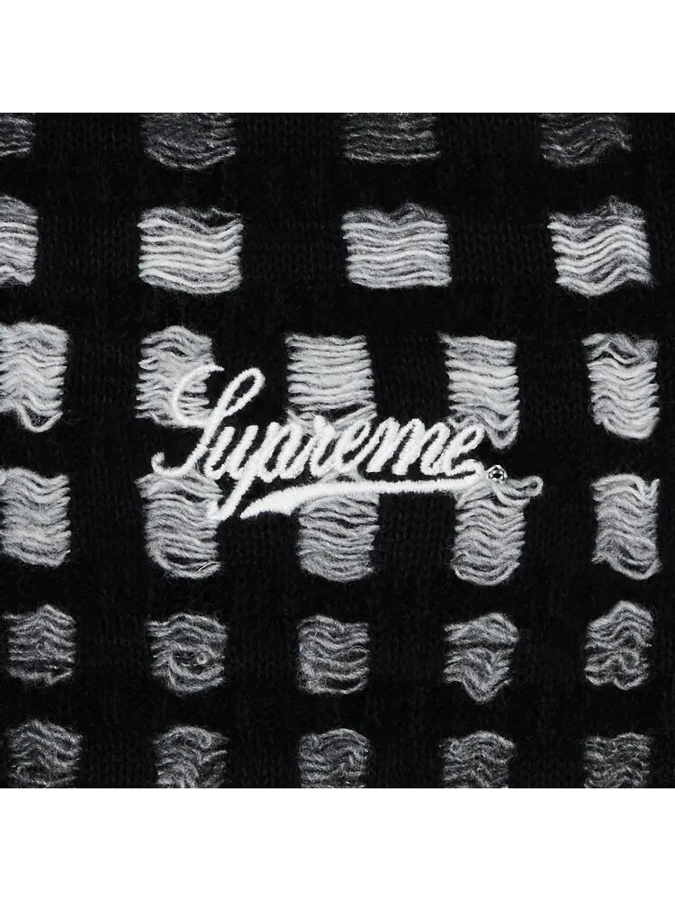 Поло Supreme Gradient Grid Zip Up 'Black' — изображение 3 из 3, черный