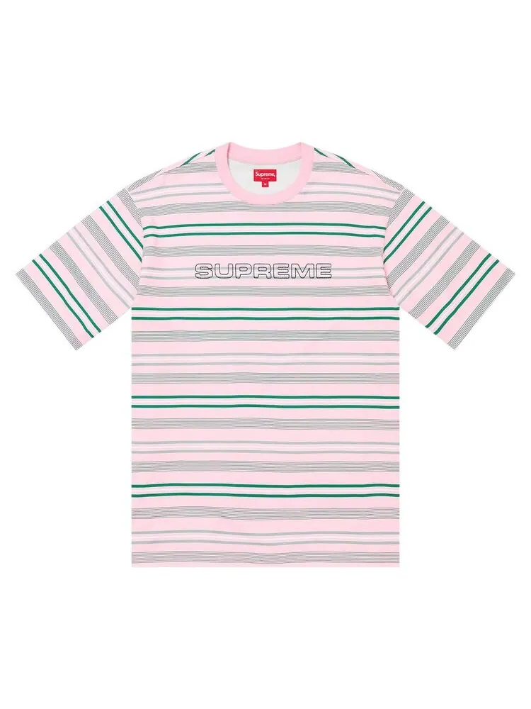 Топ Supreme Dash Stripe Short-Sleeve Top — изображение 1 из 1, розовый