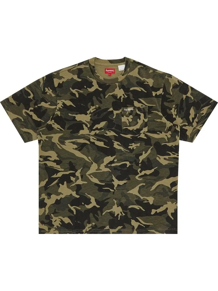 Футболка Supreme Short-Sleeve Pocket Tee 'Olive Camo' — изображение 1 из 2, зеленый