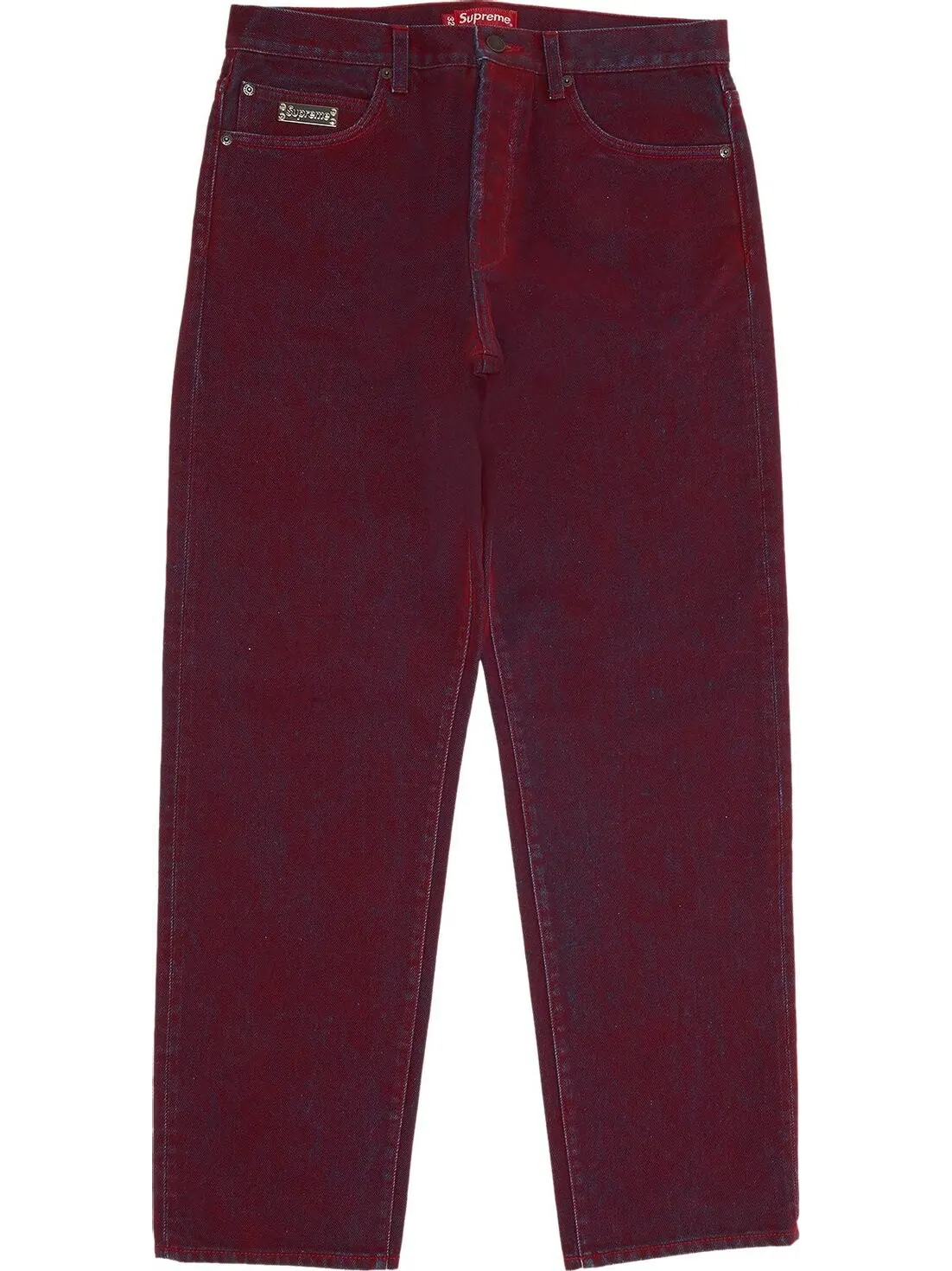 Джинсы Supreme Flocked Regular Jean 'Red' — изображение 1 из 3, красный