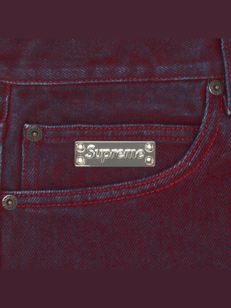 Джинсы Supreme Flocked Regular Jean 'Red' — изображение 3 из 3, красный