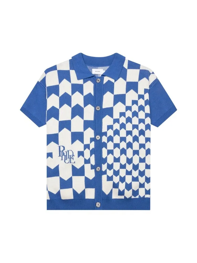Поло Rhude Rhacing Checkered Knit 'Ivory/Blue' — изображение 1 из 2, белый