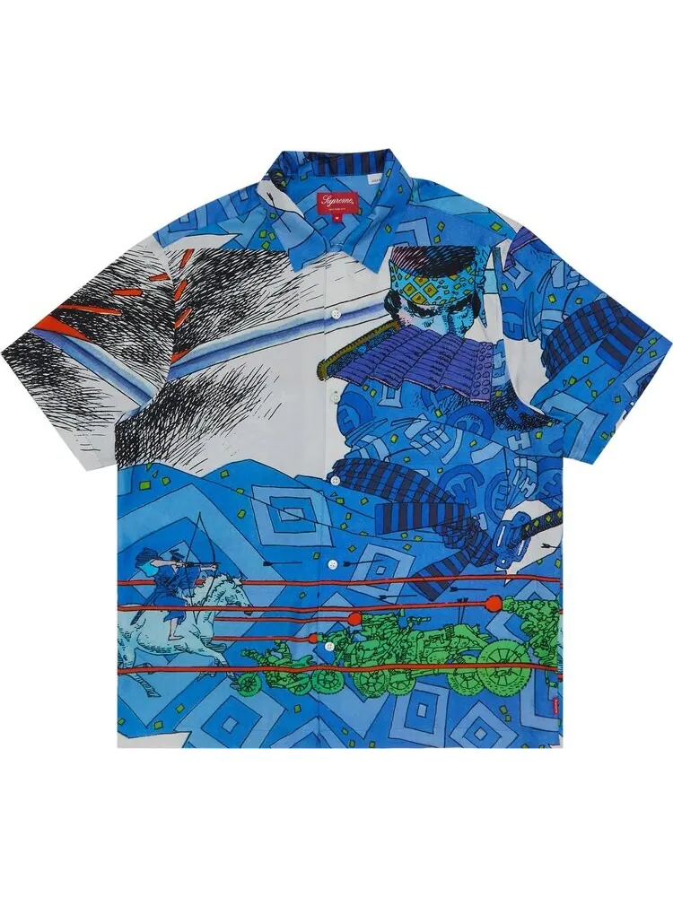 Рубашка Supreme Ronin Silk Short-Sleeve Shirt 'Blue' — изображение 1 из 3, синий