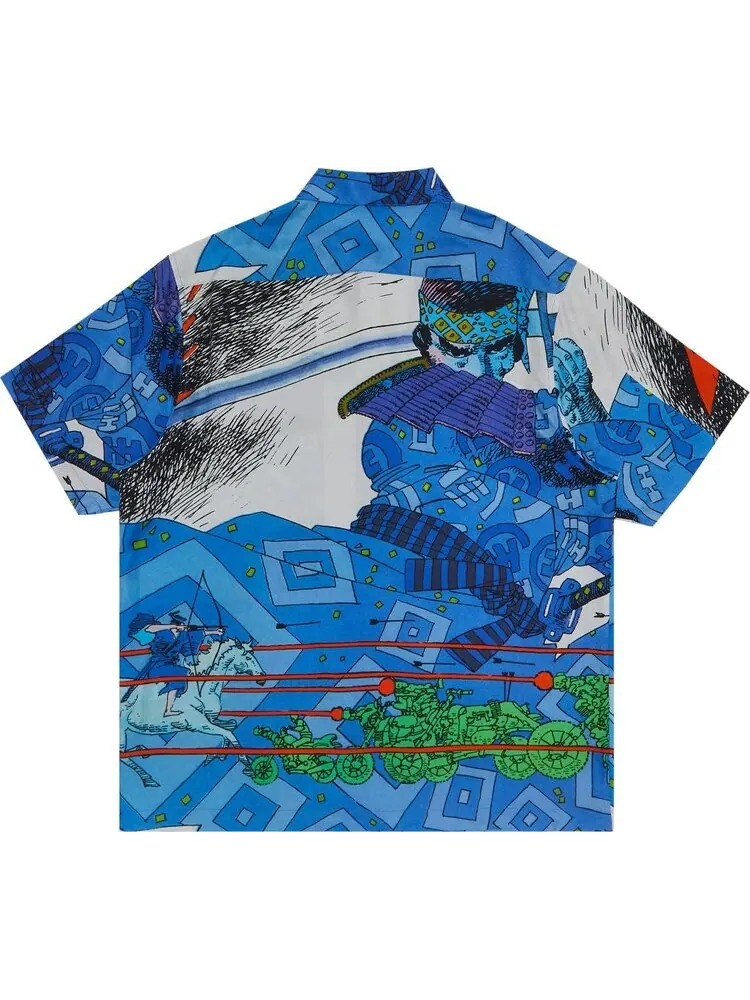 Рубашка Supreme Ronin Silk Short-Sleeve Shirt 'Blue' — изображение 2 из 3, синий