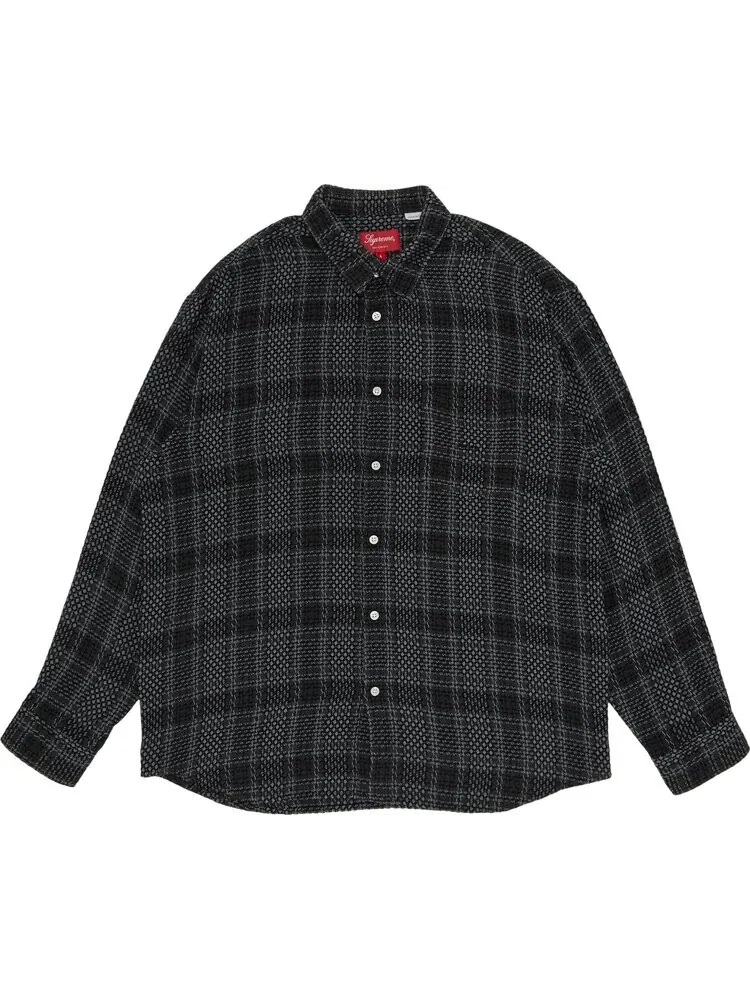Рубашка Supreme Basket Weave Plaid Shirt 'Black' — изображение 1 из 3, черный