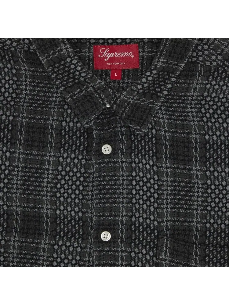 Рубашка Supreme Basket Weave Plaid Shirt 'Black' — изображение 3 из 3, черный
