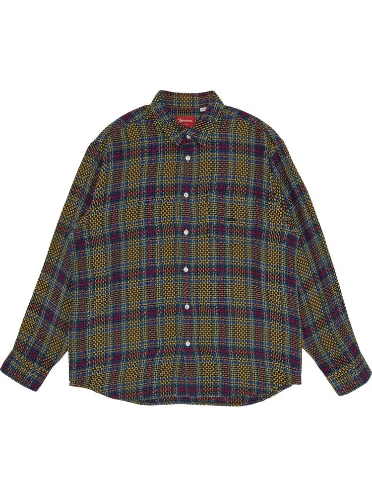 Рубашка Supreme Basket Weave Plaid Shirt 'Yellow' — изображение 1 из 3, желтый