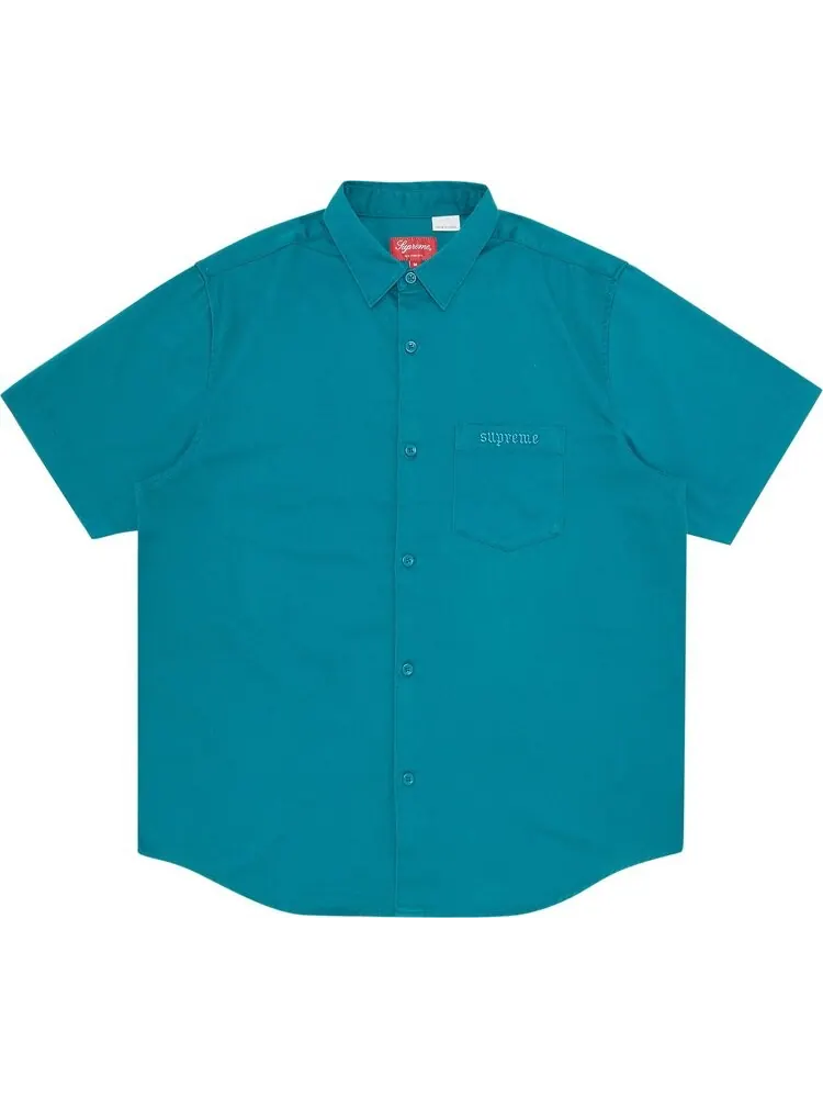 Рубашка Supreme Croc Patch Short-Sleeve Work Shirt 'Teal' — изображение 1 из 3, бирюзовый