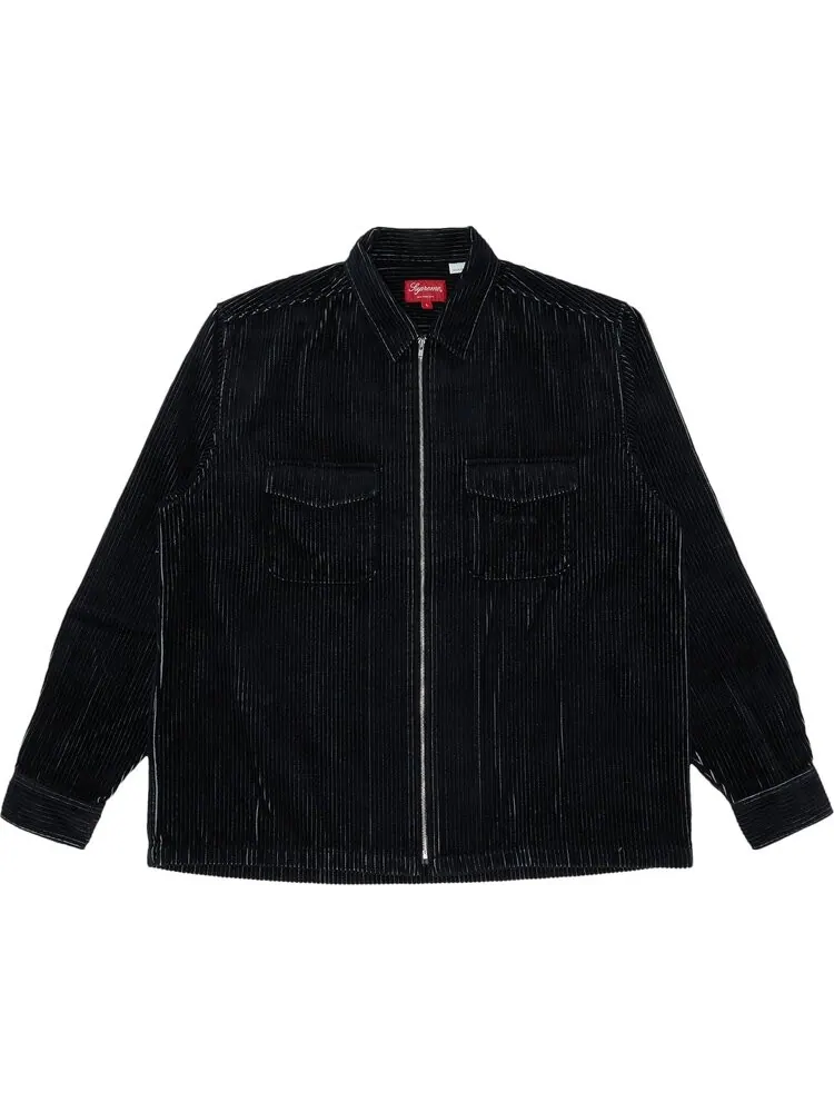 Рубашка Supreme 2-Tone Corduroy Zip Up Shirt 'Black' — изображение 1 из 2, черный