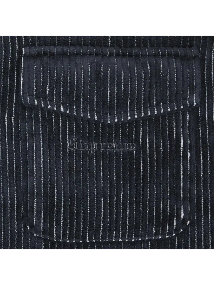 Рубашка Supreme 2-Tone Corduroy Zip Up Shirt 'Black' — изображение 2 из 2, черный