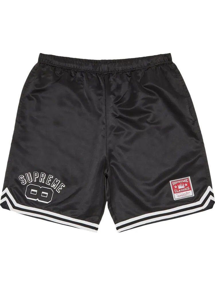 Шорты Supreme x Mitchell & Ness Satin Basketball Short 'Black' — изображение 1 из 3, черный