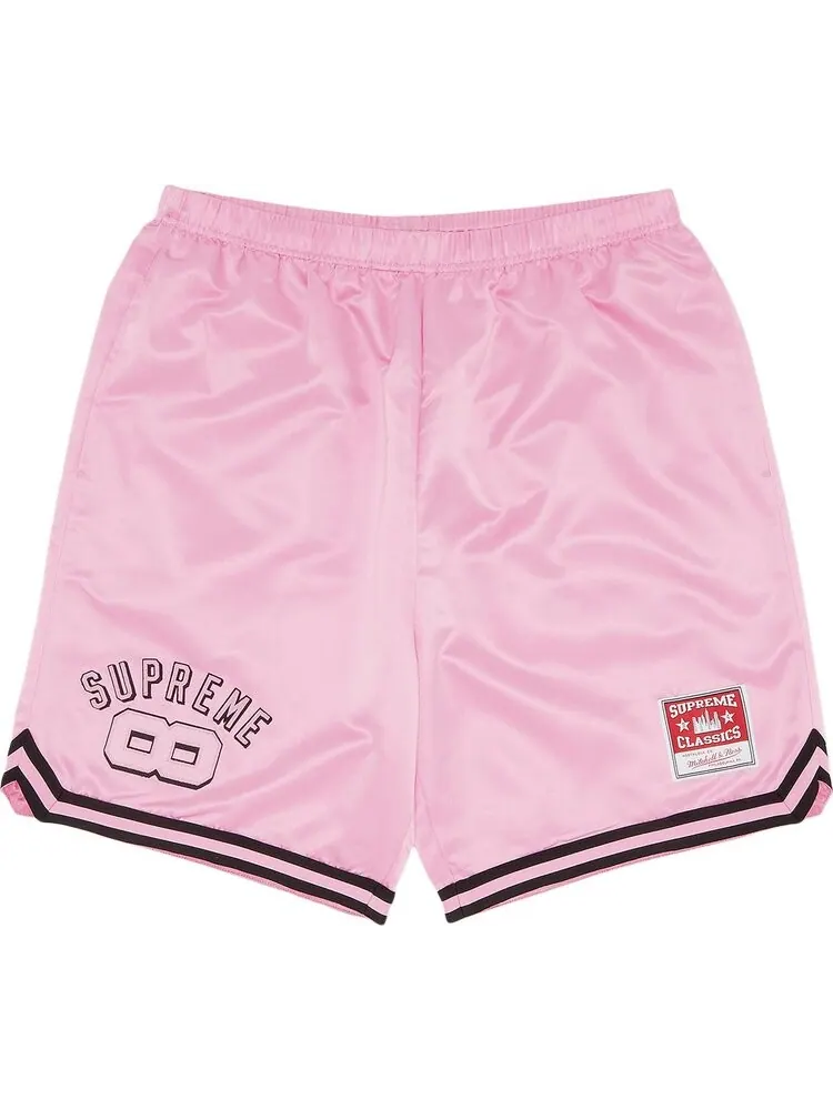 Шорты Supreme x Mitchell & Ness Satin Basketball Short 'Pink' — изображение 1 из 3, розовый