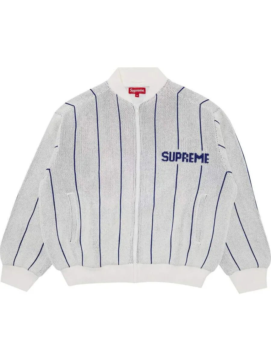 Жакет Supreme Pinstripe Varsity Zip Up — изображение 1 из 3, белый