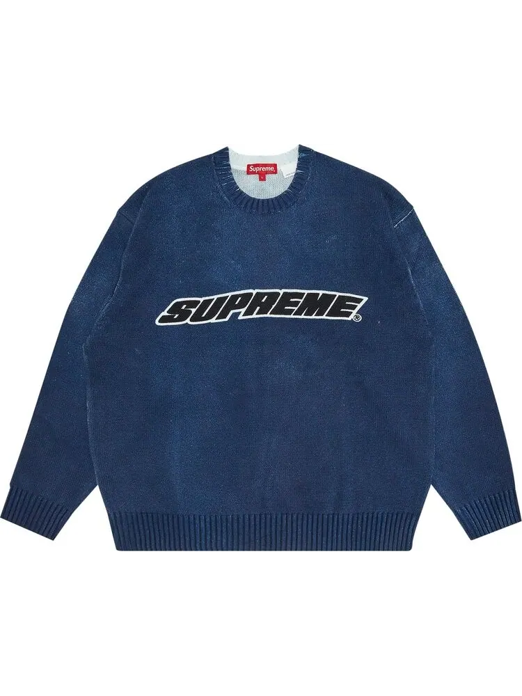 Свитер Supreme Printed Washed Sweater 'Navy' — изображение 1 из 2, синий