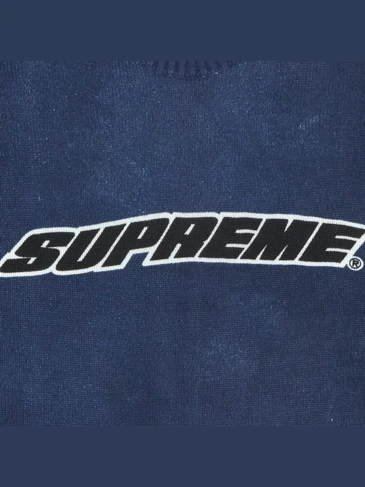 Свитер Supreme Printed Washed Sweater 'Navy' — изображение 2 из 2, синий