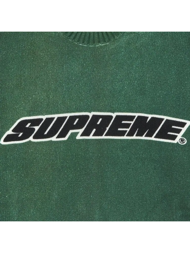Свитер Supreme Printed Washed Sweater 'Olive' — изображение 2 из 2, зеленый