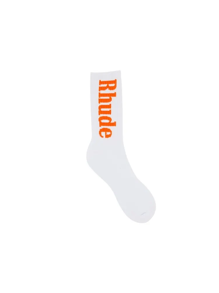 Носки Rhude Logo Sock — изображение 1 из 2, белый/оранжевый