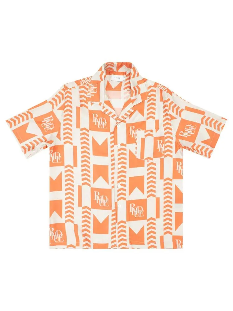 Топ Rhude Grasse Button Up — изображение 1 из 1, оранжевый/слоновая кость
