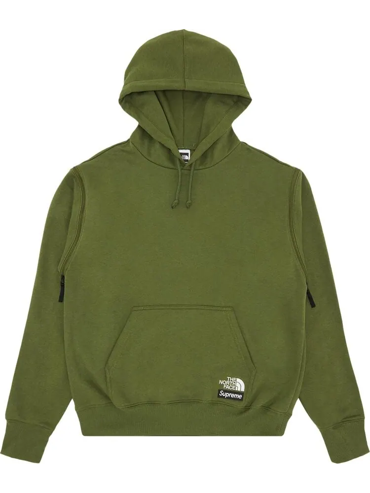 Толстовка Supreme x The North Face Convertible Hooded Sweatshirt 'Olive' — изображение 1 из 2, зеленый