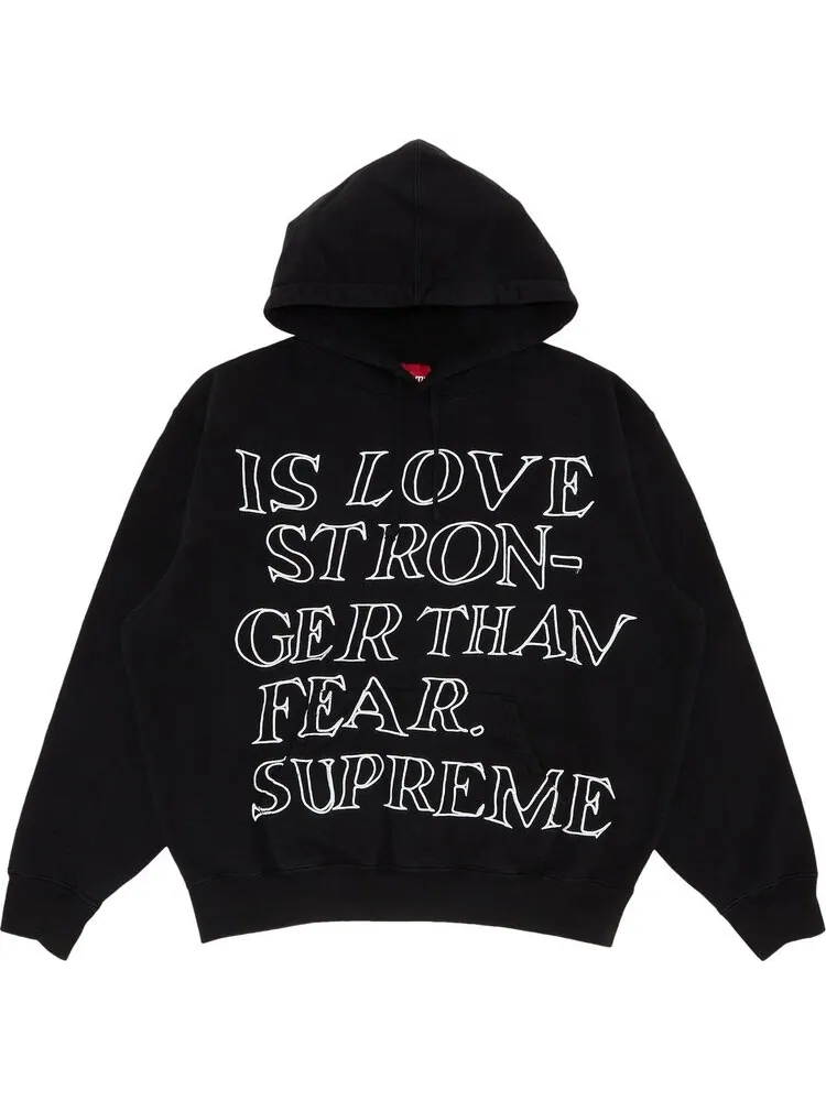 Толстовка Supreme Stronger Than Fear Hooded Sweatshirt 'Black' — изображение 1 из 2, черный
