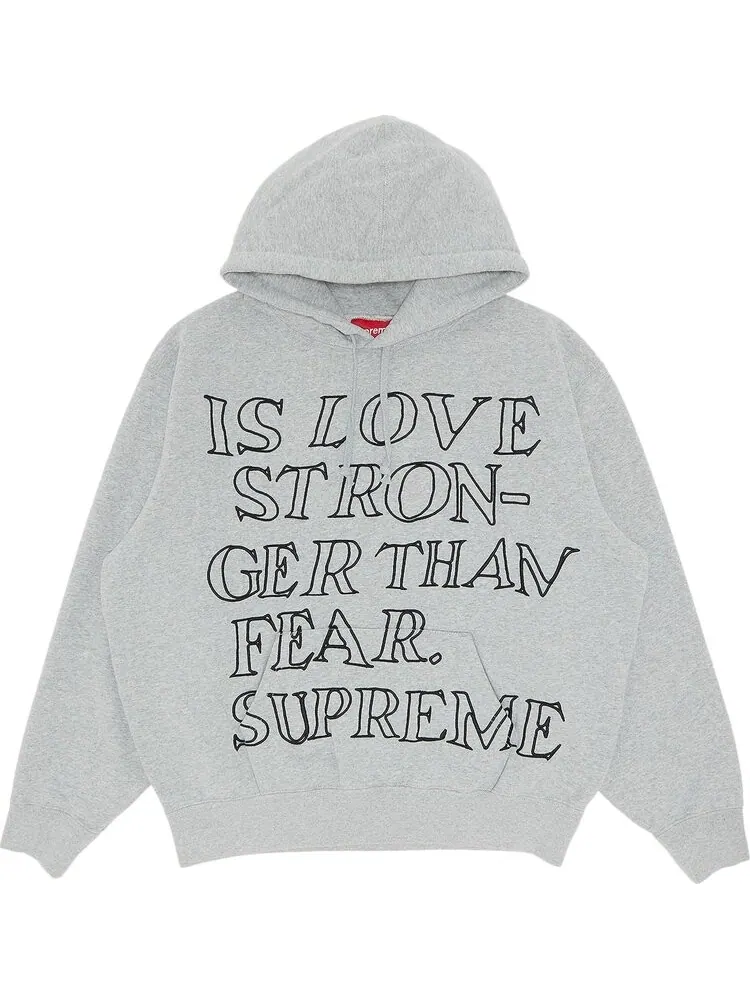 Толстовка Supreme Stronger Than Fear Hooded Sweatshirt 'Heather Grey' — изображение 1 из 2, серый
