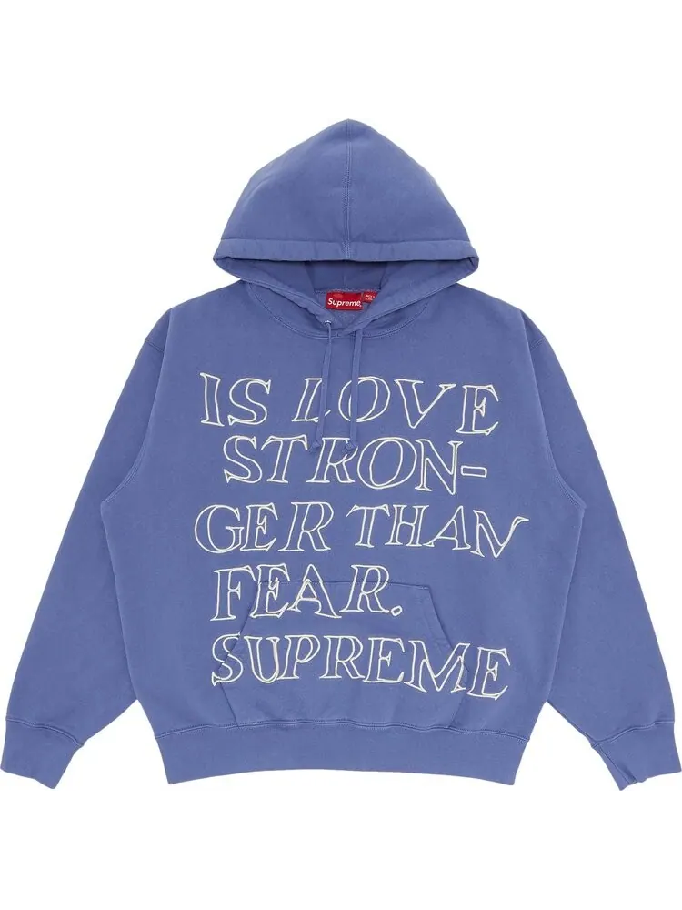 Толстовка Supreme Stronger Than Fear Hooded Sweatshirt 'Light Purple' — изображение 1 из 2, фиолетовый
