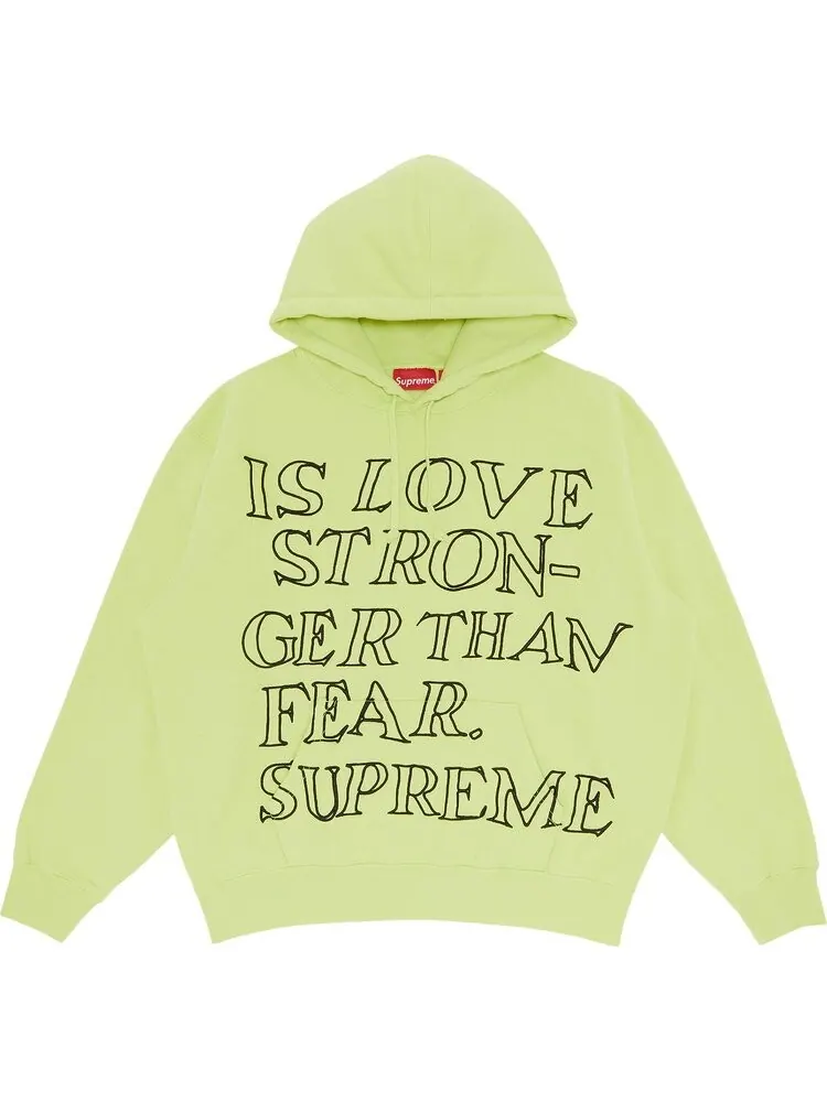 Толстовка Supreme Stronger Than Fear Hooded Sweatshirt 'Lime' — изображение 1 из 2, желтый