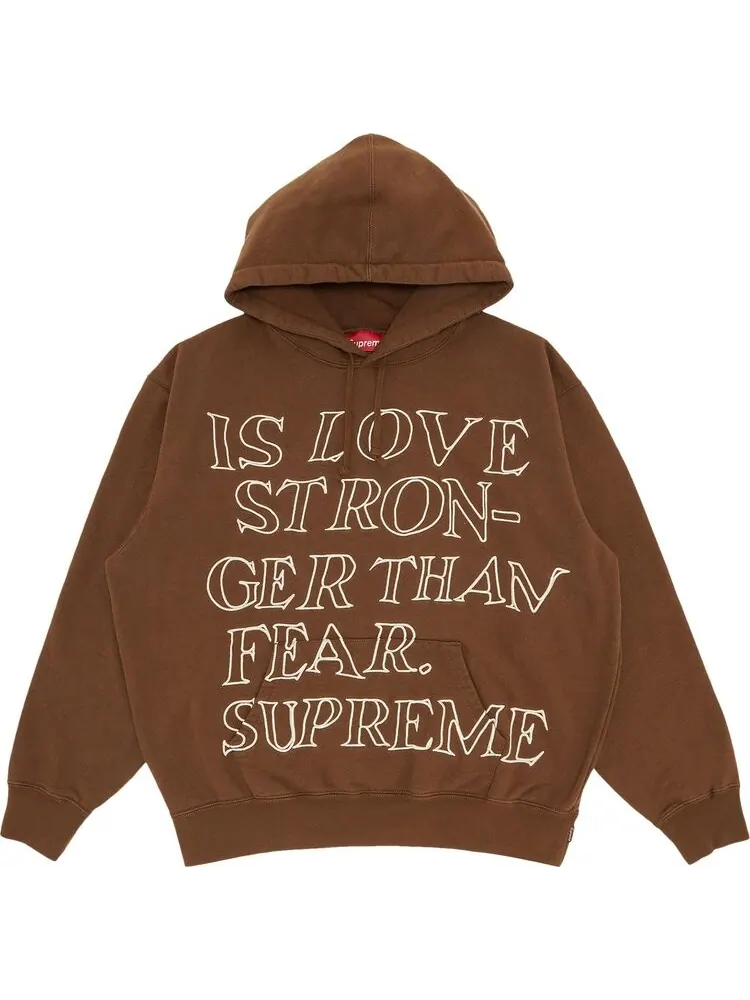Толстовка Supreme Stronger Than Fear Hooded Sweatshirt 'Olive Brown' — изображение 1 из 2, коричневый