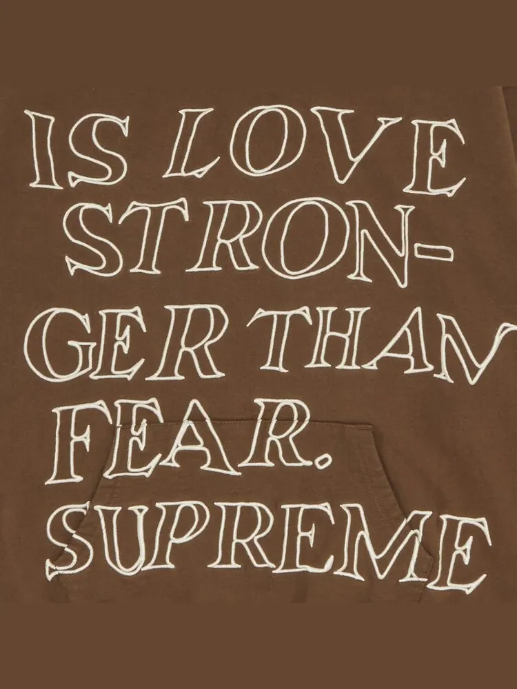 Толстовка Supreme Stronger Than Fear Hooded Sweatshirt 'Olive Brown' — изображение 2 из 2, коричневый