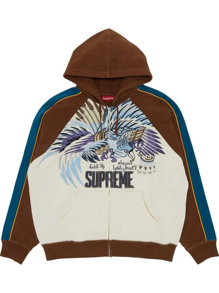 Толстовка Supreme Falcon Raglan Zip Up Hooded Sweatshirt 'Natural' — изображение 1 из 3, бежевый