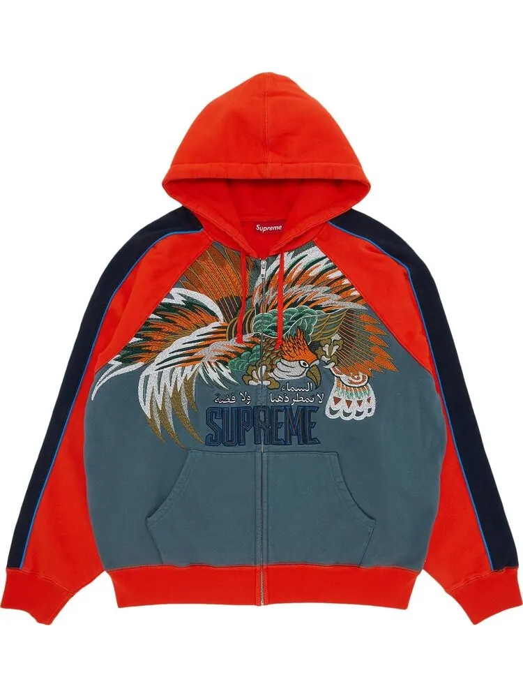 Толстовка Supreme Falcon Raglan Zip Up Hooded Sweatshirt 'Slate' — изображение 1 из 3, синий